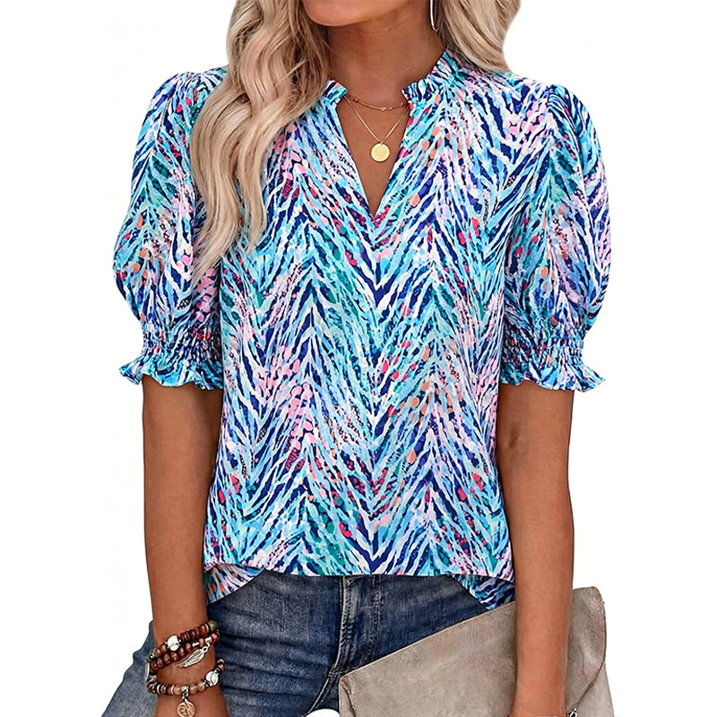 🎁2026 New Arrivals 50% OFF💥Women's Summer Floral Top with Puff Sleeves💐👔