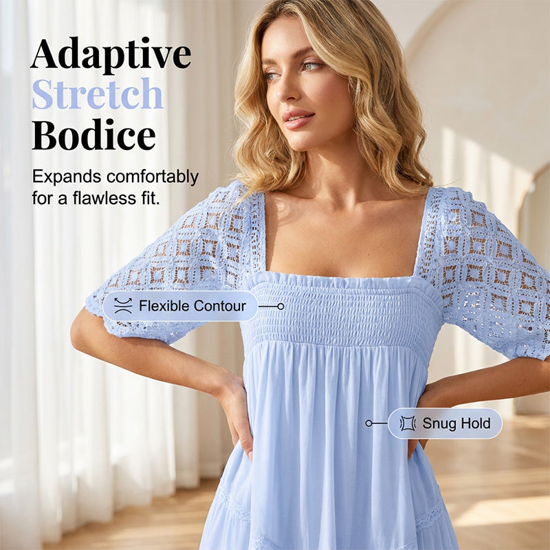 📢📢40% OFF !! ⏰Women's Square Neck Smocked Dress