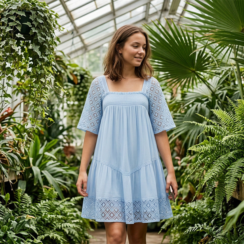 📢📢40% OFF !! ⏰Women's Square Neck Smocked Dress