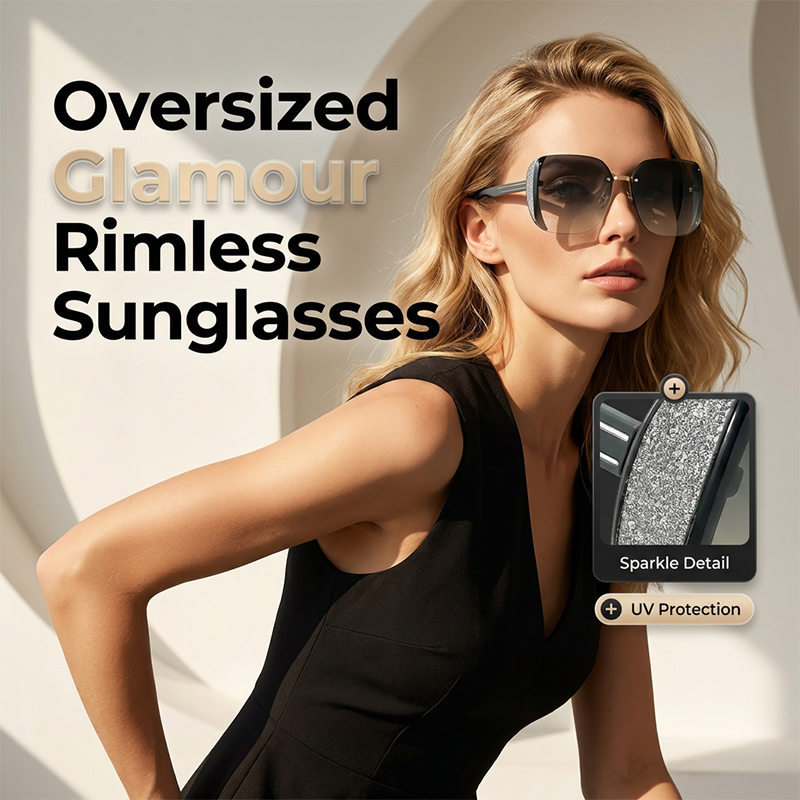 📢📢50% OFF !! ⏰Rimless Oversized Square Sunglasses