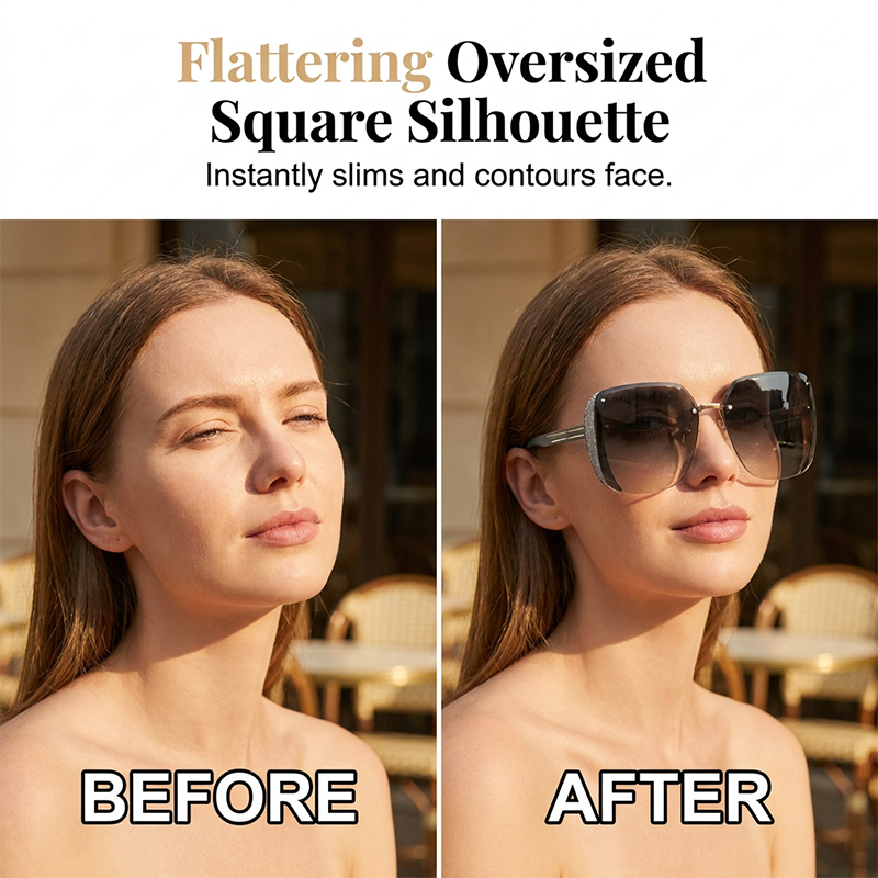 📢📢50% OFF !! ⏰Rimless Oversized Square Sunglasses