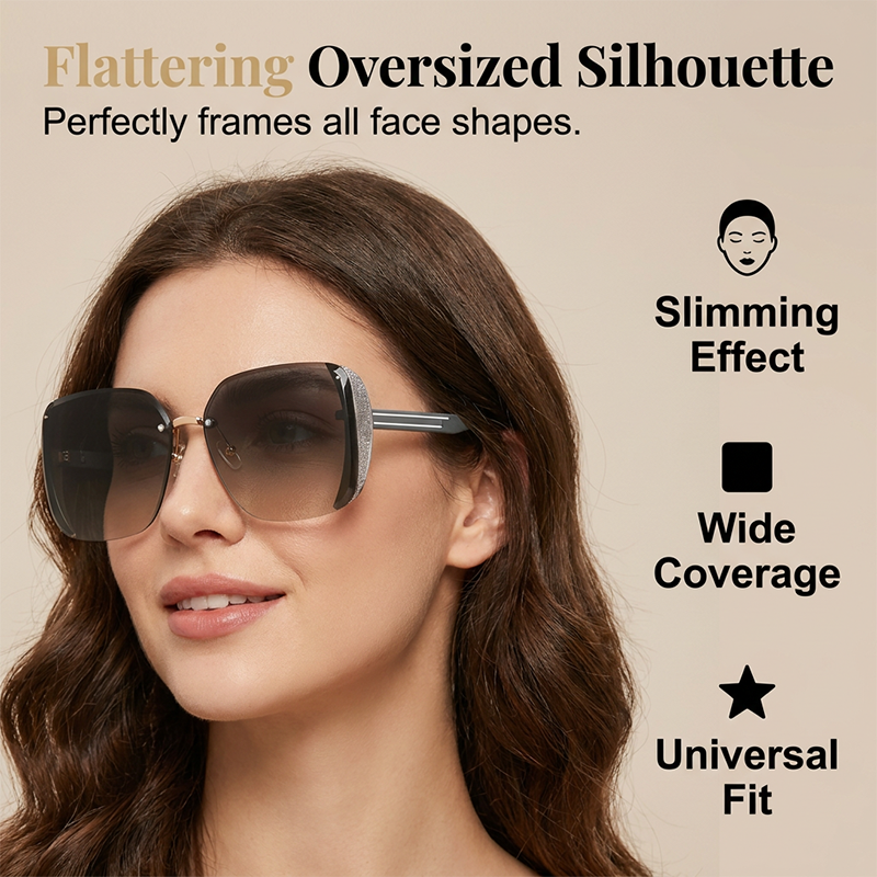 📢📢50% OFF !! ⏰Rimless Oversized Square Sunglasses