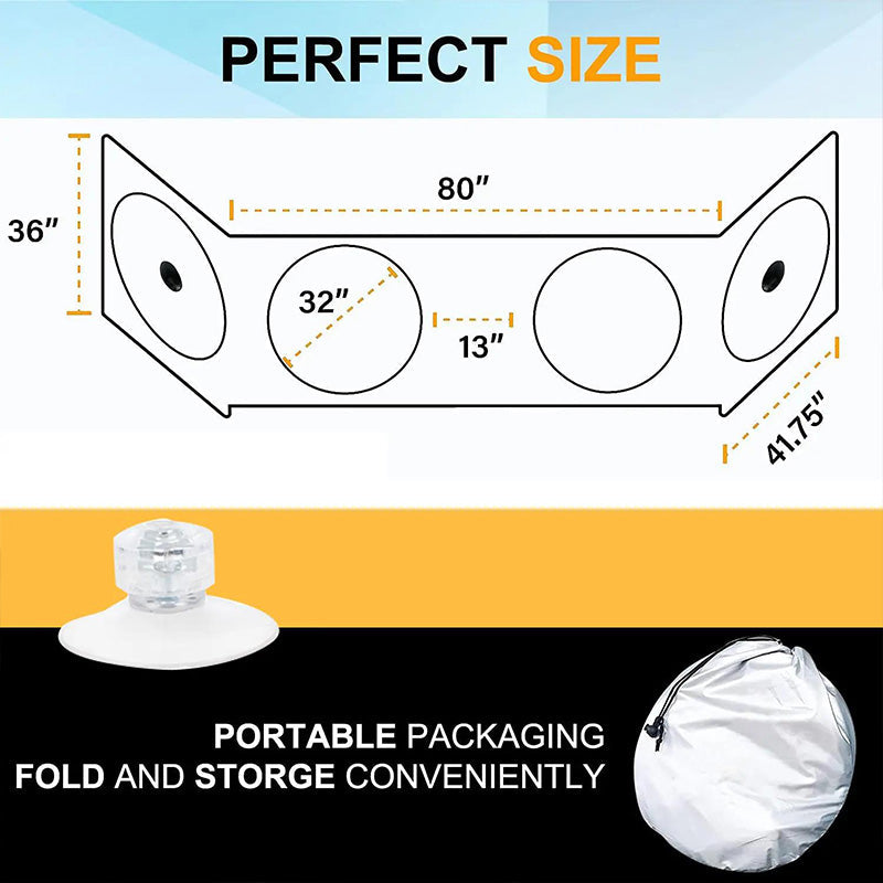 📢📢50% OFF !! ⏰Truck Windshield Sunshade with UV Protection – Heavy-duty & heat-reflective – Fits large windshields, reduces interior heat – protects dash & seats, foldable storage 🛡️