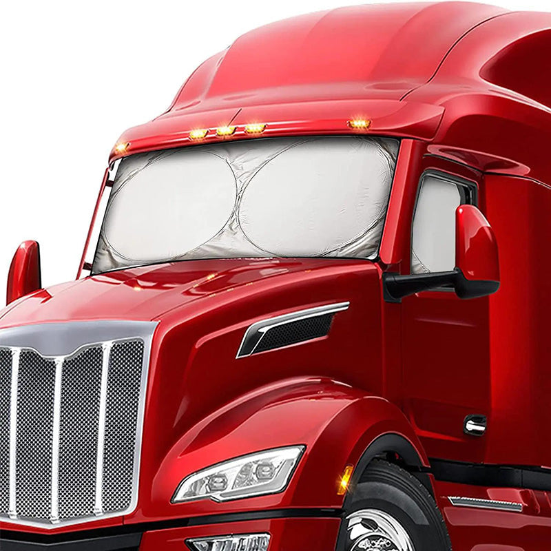 📢📢50% OFF !! ⏰Truck Windshield Sunshade with UV Protection – Heavy-duty & heat-reflective – Fits large windshields, reduces interior heat – protects dash & seats, foldable storage 🛡️