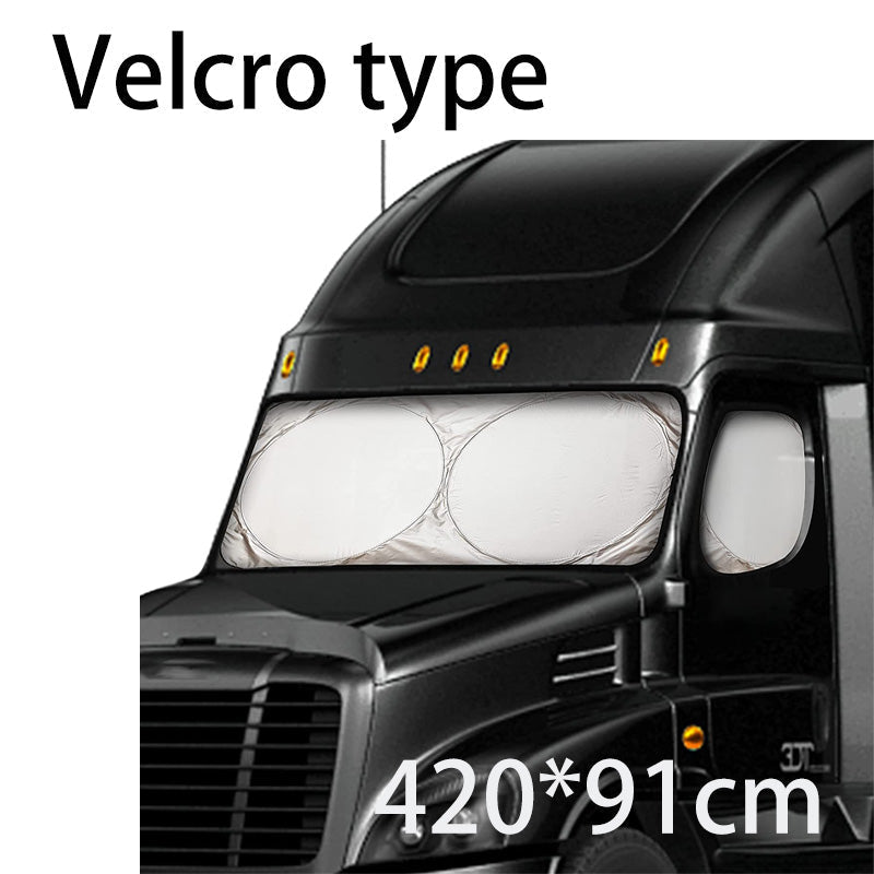 📢📢50% OFF !! ⏰Truck Windshield Sunshade with UV Protection – Heavy-duty & heat-reflective – Fits large windshields, reduces interior heat – protects dash & seats, foldable storage 🛡️