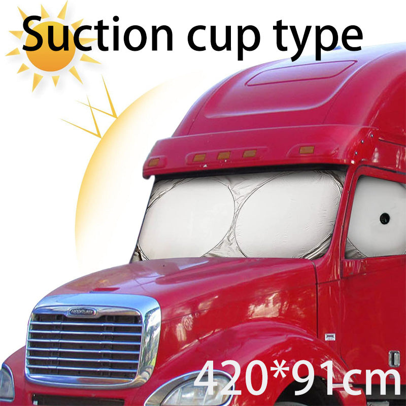 📢📢50% OFF !! ⏰Truck Windshield Sunshade with UV Protection – Heavy-duty & heat-reflective – Fits large windshields, reduces interior heat – protects dash & seats, foldable storage 🛡️