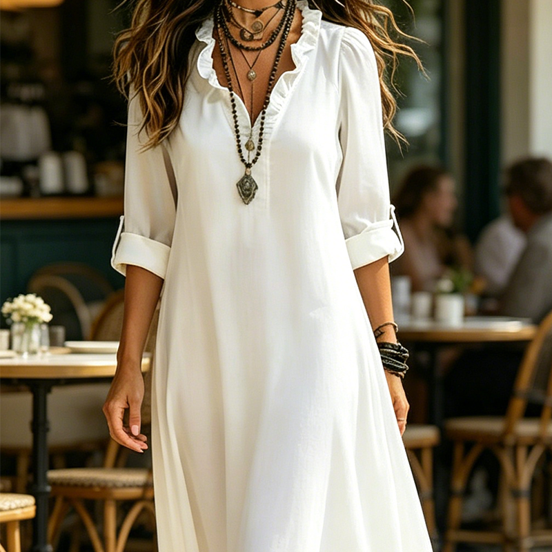 🎁New Arrival 50% OFF💥Bohemian Ruffle V-Neck Maxi Dress