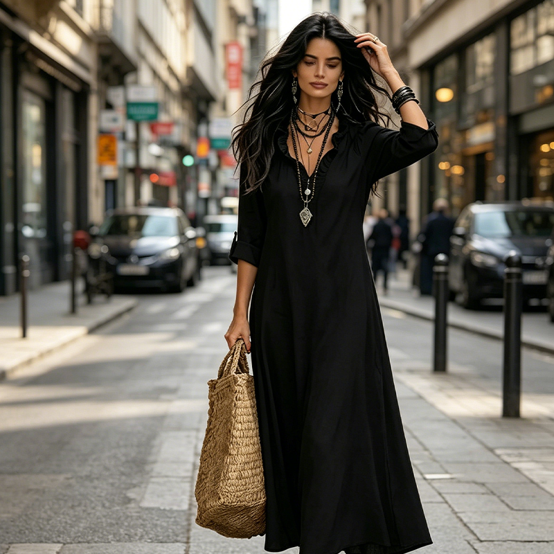 🎁New Arrival 50% OFF💥Bohemian Ruffle V-Neck Maxi Dress