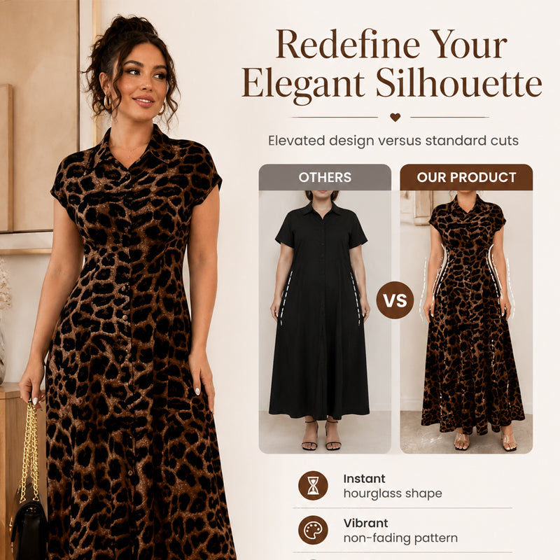 🎁2026 New Arrivals 50% OFF💥Women's Elegant Leopard Print Lapel Dress✨