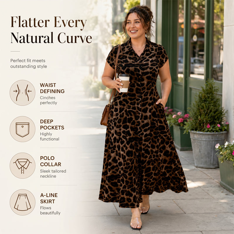 🎁2026 New Arrivals 50% OFF💥Women's Elegant Leopard Print Lapel Dress✨