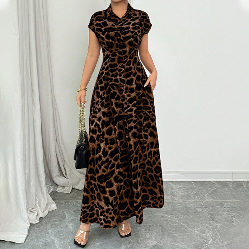 🎁2026 New Arrivals 50% OFF💥Women's Elegant Leopard Print Lapel Dress✨