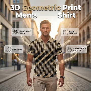 🎁2026 New Arrivals 50% OFF💥Men's Geometric Print Collared Shirts – Muscle Fit, Breathable, Fade Resistant ✨