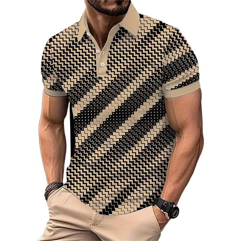 🎁2026 New Arrivals 50% OFF💥Men's Geometric Print Collared Shirts – Muscle Fit, Breathable, Fade Resistant ✨