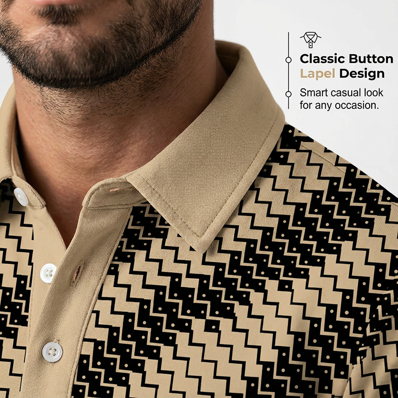 🎁2026 New Arrivals 50% OFF💥Men's Geometric Print Collared Shirts – Muscle Fit, Breathable, Fade Resistant ✨