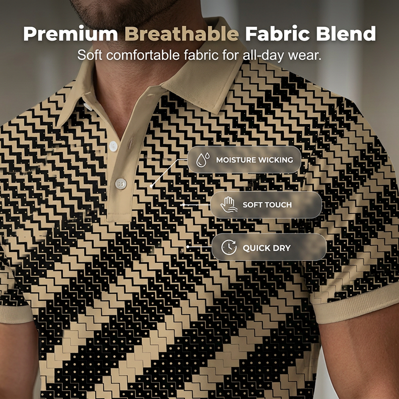 🎁2026 New Arrivals 50% OFF💥Men's Geometric Print Collared Shirts – Muscle Fit, Breathable, Fade Resistant ✨