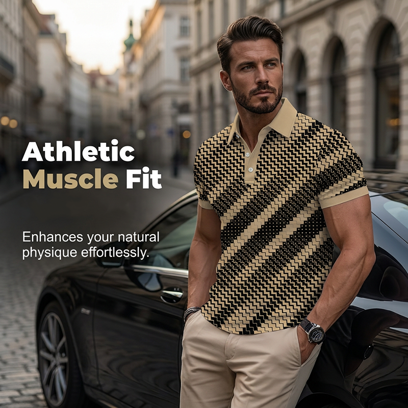 🎁2026 New Arrivals 50% OFF💥Men's Geometric Print Collared Shirts – Muscle Fit, Breathable, Fade Resistant ✨