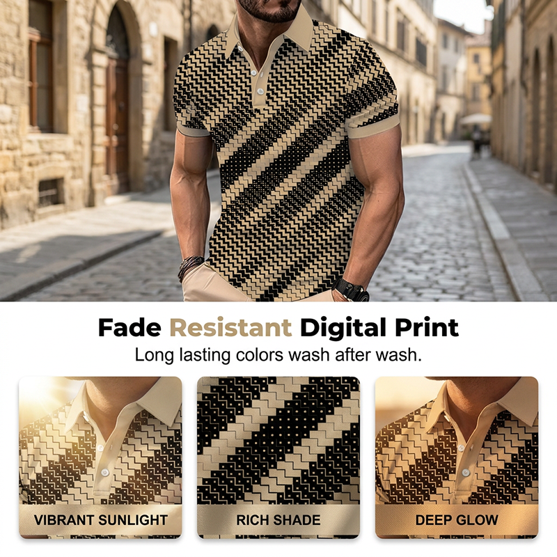 🎁2026 New Arrivals 50% OFF💥Men's Geometric Print Collared Shirts – Muscle Fit, Breathable, Fade Resistant ✨