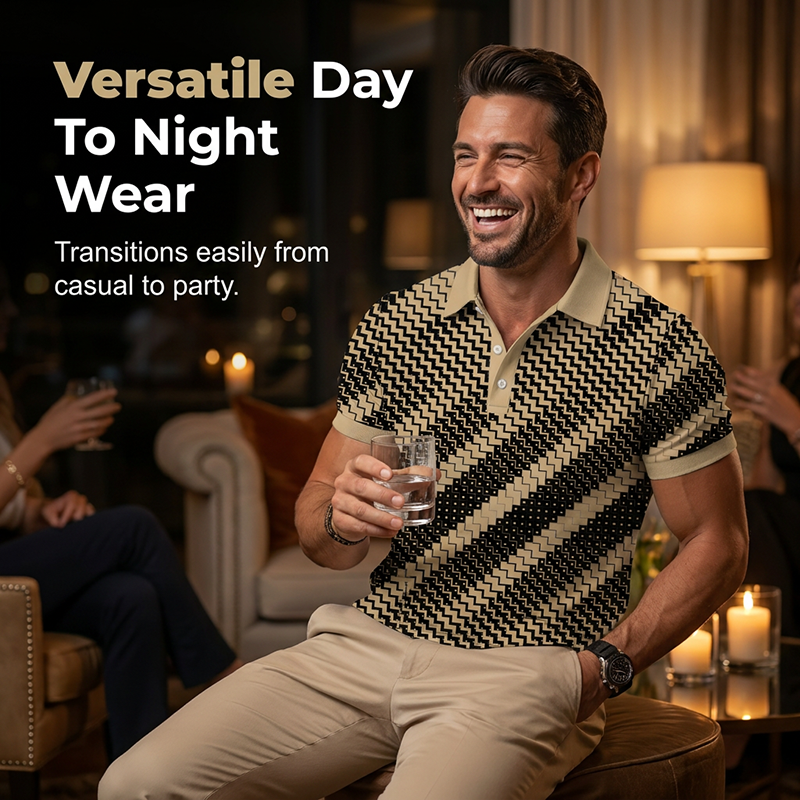 🎁2026 New Arrivals 50% OFF💥Men's Geometric Print Collared Shirts – Muscle Fit, Breathable, Fade Resistant ✨
