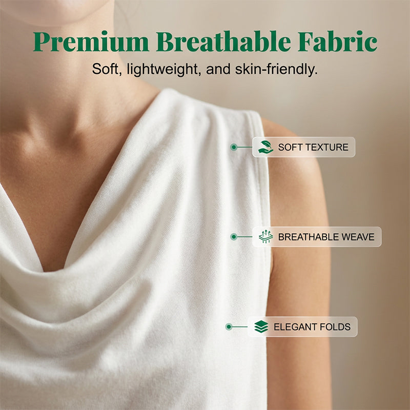 📢📢40% OFF !! ⏰ Elegant Slim Fit Cowl Neck Dress – Sleeveless, Side Pockets, Versatile ✨